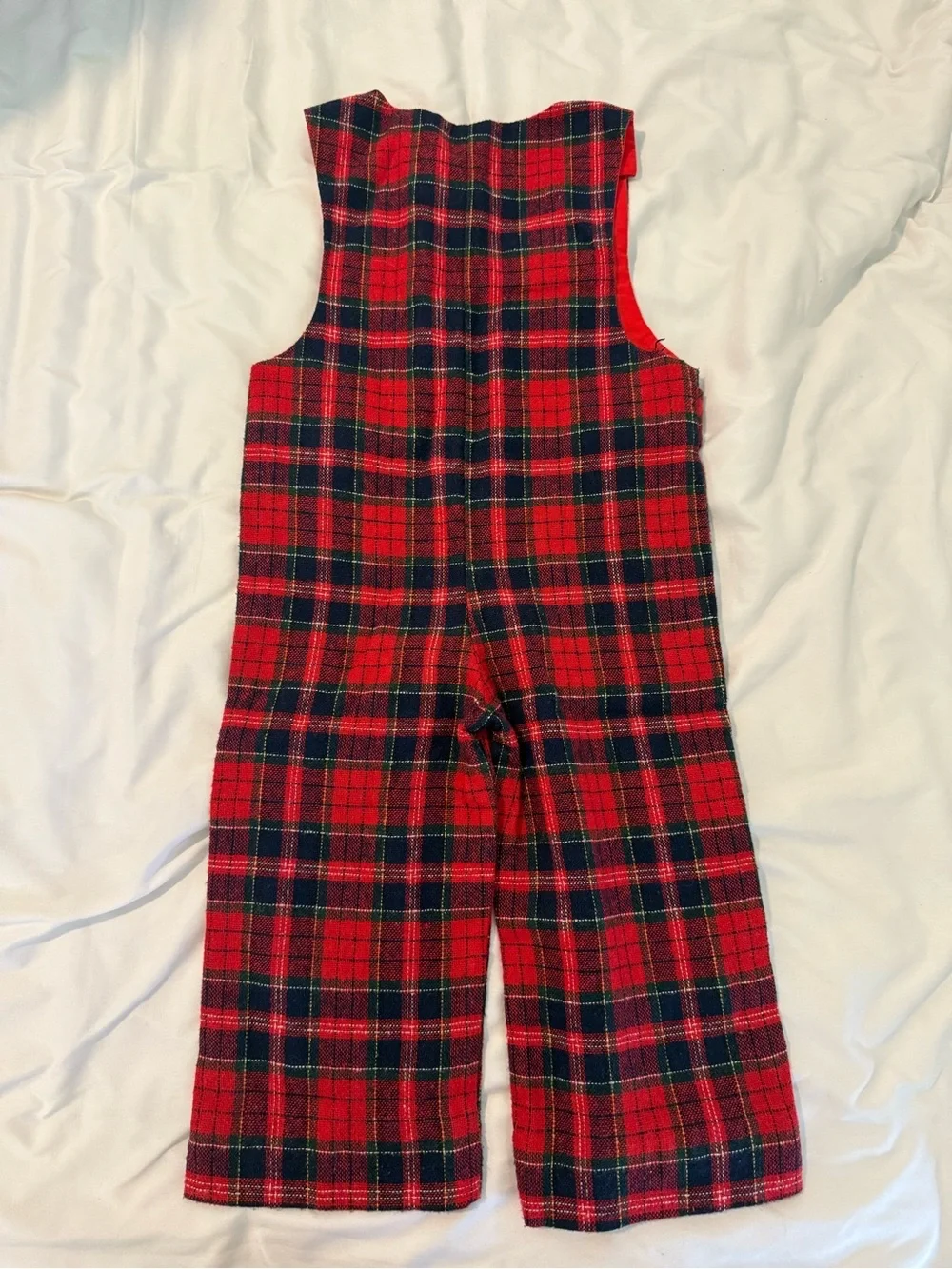 Design by GoodLad Vintage Plaid Boys Wool Jumpsuit Romper 3T Red/Black/Green